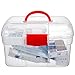 Red First Aid Clear Container Bin/Family Emergency Kit Storage Box w/Detachable Tray - MyGift®