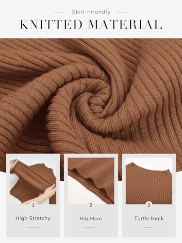 Image of ATHMILE Women's 2026 Fall Long Sleeve Pullover Ribbed Knit Sweater Low Mock Neck Slim Fit Basic Casual Tee Tops