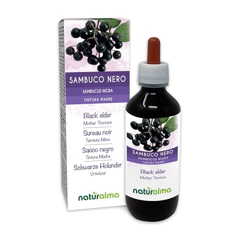 Saúco negro (Sambucus nigra) flores y frutos Tintura Madre sin alcohol Naturalma | Extracto líquido gotas 200 ml | Complemento alimenticio | Vegano