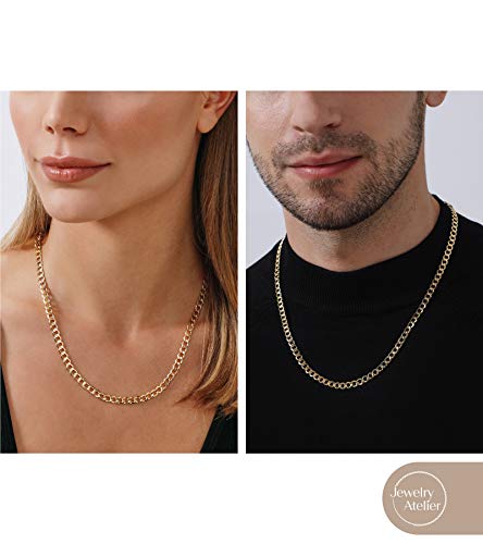 Jewelry Atelier Gold Chain Necklace Collection - 14K Solid Yellow Gold Filled Miami Cuban Curb Link Chain Necklaces for Women and Men with Different Sizes (2.7mm, 3.6mm, 4.5mm, or 5.5mm)2