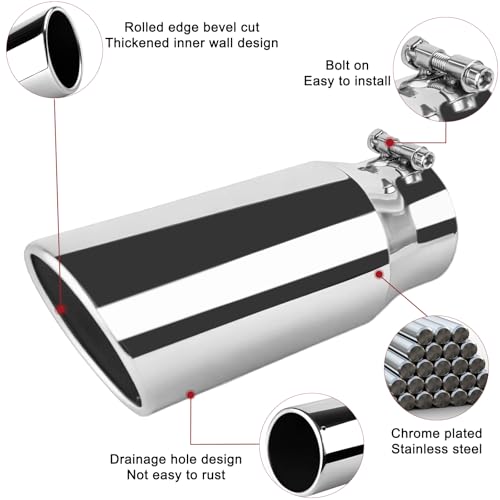Image of 4 inch Inlet Exhaust Tip, 5 inch Outlet 12 inch Length Rolled Angle Cut Bolt-On
