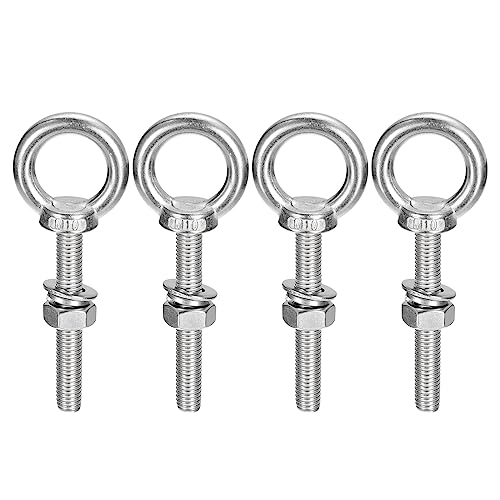 Image of uxcell Lifting Eye Bolt, 4 Sets M10x70mm Eye Bolt with Nut Washer 304 Stainless Steel Shoulder Lifting Ring Eye Bolt for Hanging Item