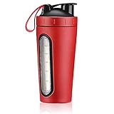 X SIM FITNESSX 700ml Edelstahl Protein Shaker Sport Fitness Shaker Eiweiß | Protein Eeiweiß Shaker Becher mit Kugel (ROT)