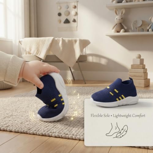 Image of Infant Shoes for Baby Boys & Girls | Musical Sound Walking Shoes | First Walker Shoes for Toddlers | Lightweight Breathable Knit Sneakers | Soft Sole Comfortable Slip On Shoes for Newborns, Babies & Kids