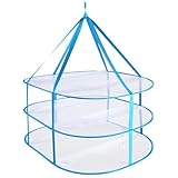 3 Tier Sweater Drying Rack Foldable Mesh Clothes Drying Rack Stackable Windproof Hanging Clothing Dryer Indoor Outdoor Portable for Sweater T-Shirts Swimsuits Underwear Laundry Hat Glove