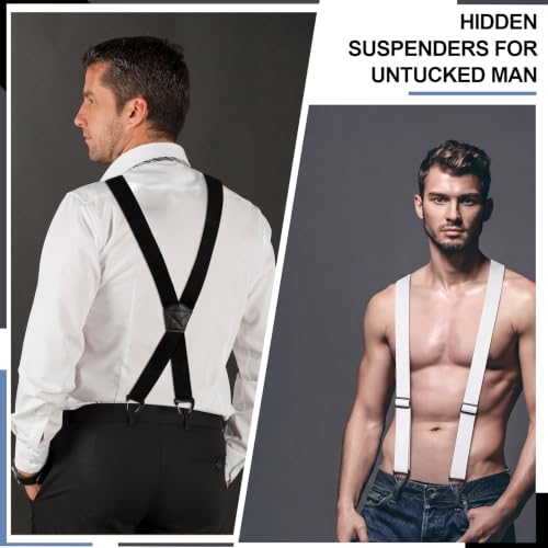 Image of Janmercy 2 Pcs Men's Hidden Suspenders Under Clothing | 1.5 inch X Back Heavy Duty Work for Shirt Jeans
