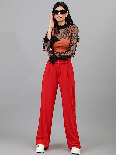 Image of KOTTY Women's High Waist Pleated Wide Leg Trousers