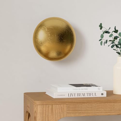 Wandlampe Mezia, runde Wandleuchte aus Metall in Gold mit Lichtspiel an der Wand, 1 x G9, Innenwandleuchte mit Strahlen-Effekt in Struktur-Gold-Optik, ohne Leuchtmittel
