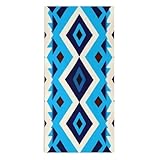 Toalla De Baño Azul Geométrico Tribal Navajo Azteca Étnico Toallas Deportiva De Playa Mujeres Absorbente Toallas De Invitados, para Ducha, Viajar, Gimnasio, 40x70cm