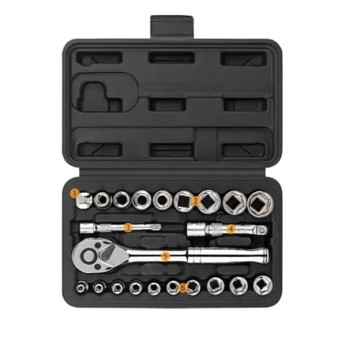PFXNGMS Socket Ratchet Wrench Set Household Hand Tool Set 22 Piece Socket Set Ratchet Wrench for Auto Repair Repair Tool Set