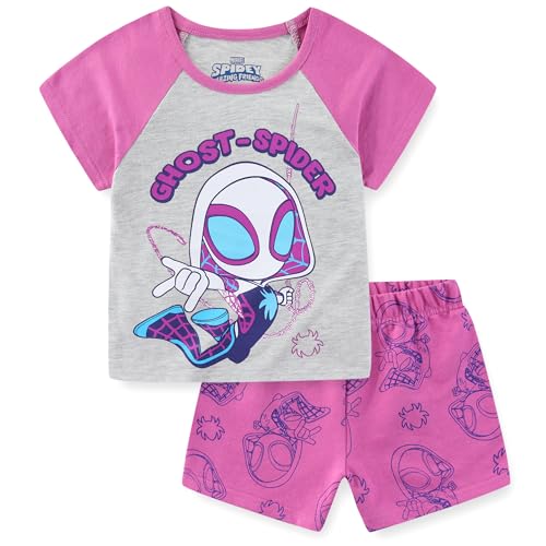 Marvel Spider-Gwen Ghost Spider Girls Short Sleeve T-Shirt and French Terry Shorts Set for Toddler to Big Kids