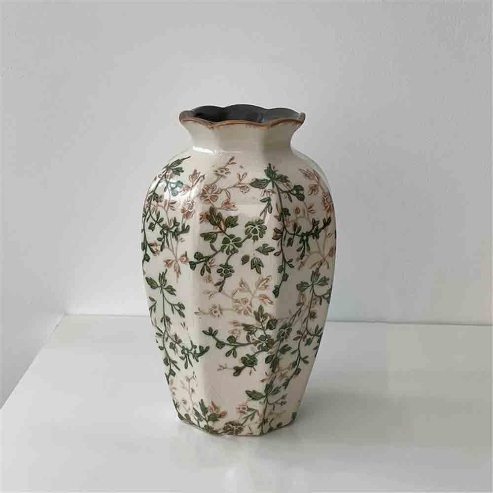 Jarrón De Flores De Encaje De Cerámica, Pequeño Jarrón Decorativo para Sala De Estar, Arreglo Floral, Flores Secas/Decoraciones Hidropónicas, M