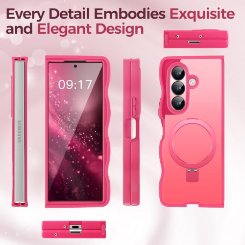 Image of Cute Wavy Magnetic Stand Case for Galaxy Z Fold 8 Ultra, Fit for MagSafe