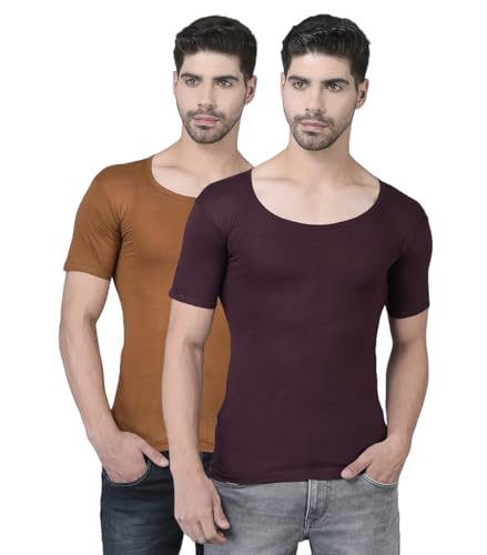 Image of Dollar Lehar Men Combed Cotton Round Neck with Sleeve Vest -Colour May Vary