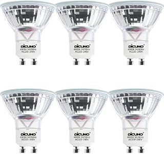 DiCUNO GU10 LED Bulbs, Natural White 4000K, 50W Halogen Equivalent, 5W 600LM, AC 220-240V, Non-dimmable, 120° Beam Angle, 6 Packs