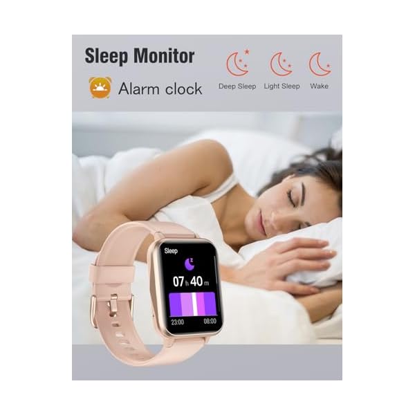 Fitness Tracker Fitness Watches for Women Men (Make/Answer Calls), 1.85" Smart Watch for iPhone/Android Phones, Heart Rate/Sleep Monitor Steps Tracker Watch Pedometer IP68 Waterproof (Pink/gold) - Image 5