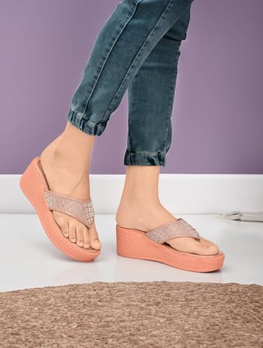 Image of Women's Wedge Heel Flip Flops | Stylish Platform Slippers for Women | Soft Cushioned Comfort | Anti-Slip Sandals | Casual Slip-On Thong Sandals