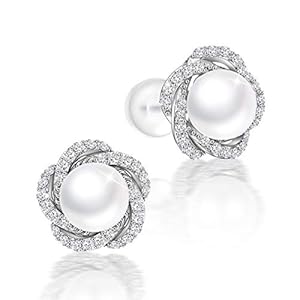 PEARLOVE Pareloorbellen voor dames, 925 sterling zilver, hypoallergeen, zoetwaterparel, oorknopjes, sieraden, cadeau…
