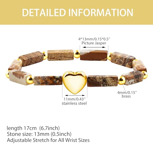 Image of Cuboid Love Elastic Bracelet, Crystal Energy Stone Anxiety Relief Yoga Jewelry for Women Male (Heart-shaped Charm Can Be Customized Name)