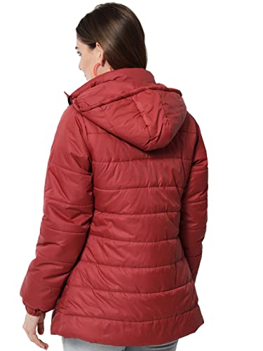 Image of KOTTY Women Nylon Peach Pink Solid Puffer Jacket