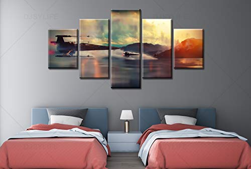 Modern Art Printed In Star The Wars Movie Poster 5 Panel Canvas Art Wall Frame Paintings Living Room30X40X2+30X60X2+30X80X1= (Cm)^^^With Framework #TOP2