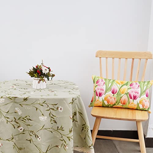 Onway Spring Tulips Lumbar Pillow Cover 12X20 Farmhouse Floral Bloom Throw Pillowcase Spring Summer Outdoor Decorative Cushion Case For Sofa Couch Home Bed Decorations #TOP3