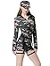GRAJTCIN Womens Army Costume Camoflauge Jumpsuit Sexy Halloween Military Commando Soldier Uniform Cop Cosplay Outfit - X-Large