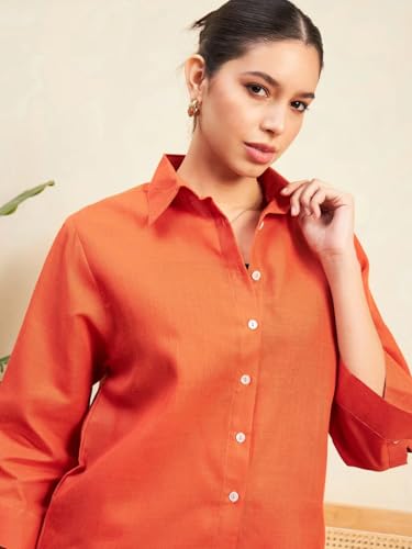 Fabnex Women Co Ord Set For Women | Co Ord Set For Women Stylish | Kurta Set For Women | Kurta Set | Ethnic Co Ord Set For Women | Full Sleeve Co-Ord Set (K-109-Orange-S)