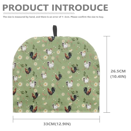 Image of Teapot Cozy Tea Pot Cover Keep Tea Warm Insulating Teapot Cozies Washable Kettle Quilt Teapot Warmer Home Kitchen Decoration, 12.9 X 10.4 Inches, Rooster Daisy Floral Green