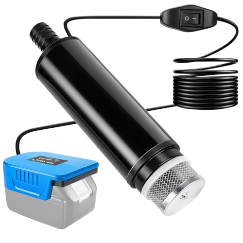 Pompe Submersible Compatible avec Batterie Bosch 18V, 30 L/min, Pompe de Jardin Silencieuse, Mini Pompe à Eau pour Récupérateur d'Eau de Pluie, Piscine, Bassin, Arrosage (Batterie Non Incluse)