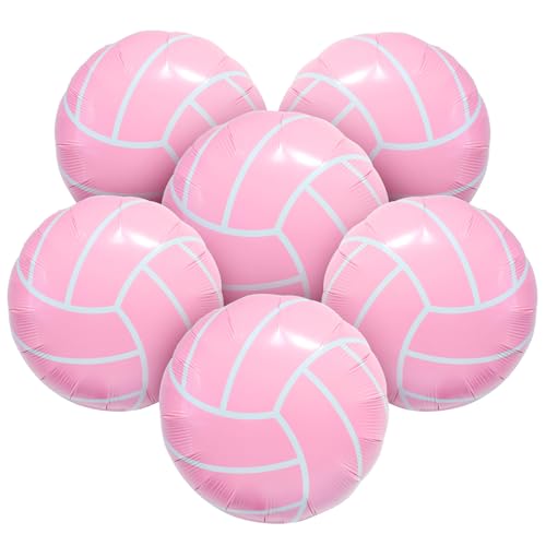 Image of 6pcs 18 inch Pink Volleyball Balloons Volley Ball Balloon Girl Sports Balloons for Volleyball Birthday Party Decoration Volleyballs Baby Shower Girl Sports Theme Party Senior Night Party Decor Supplies