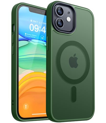 CANSHN Magnetyczne Etui kompatybilne z iPhone 11, Półprzezroczyste Matowe Wstrząsoodporne 6,1 cala - Głęboka Zieleń