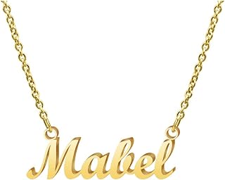 Ldurian Custom Name Necklace, Personalized Name Plate Pendant Necklace Pre Gifts, Charm Pre-made Jewelry for Mom Mama Birthday Anniversary