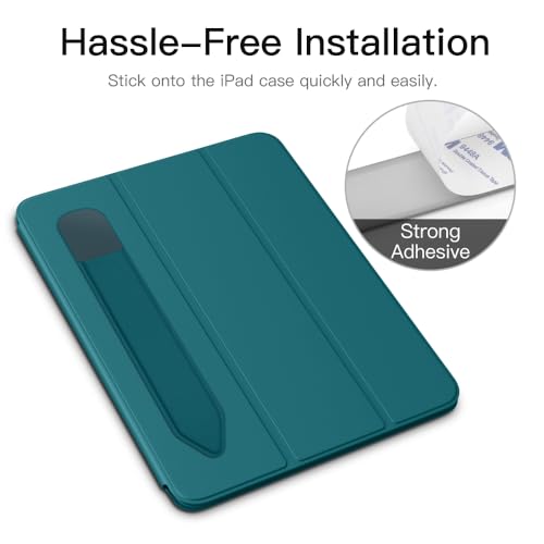 Image of MoKo Adhesive Pencil Case Holder Sticker for Apple Pencil, Midnight Green | Elastic Pencil Pocket Pouch, Adhesive Sleeve, Attached to iPad Case, For Pro /USB-C /1st /2nd Gen and Similarly Stylus Pens