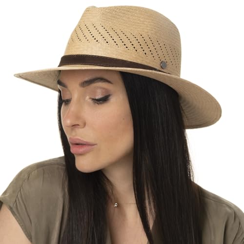 Lierys Air Panama Traveller Chapeau Paille Panama Protection UV Bande Cuir Made in Panama Unisexe Printemps Ete – vue 2