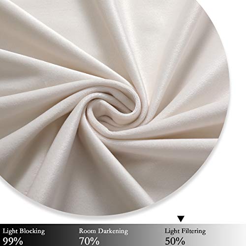 Cream White Velvet Curtains 96 Inches Long Soft Velvet Curtains Grommet Velvet Thermal Insulated Curtains Window Treatment For Bedroom Light Filtering Velvet Curtains Set Of 2 Panels Cream #TOP4