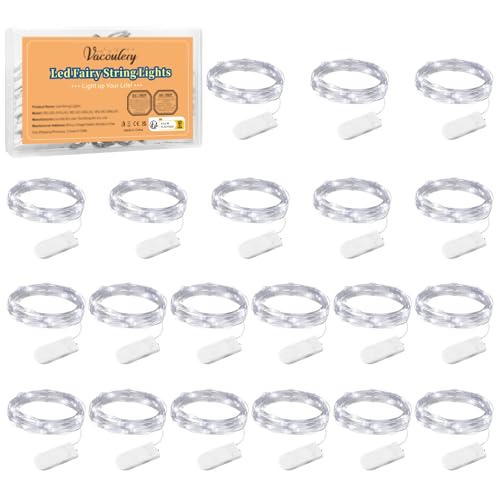 Guirlande Lumineuse [Lot de 20], Mini Guirlande LED a Pile 1M 10 LEDs Fil de Cuivre Intérieur et Extérieur Décoration Lumière pour Chambre Noël Mariage...