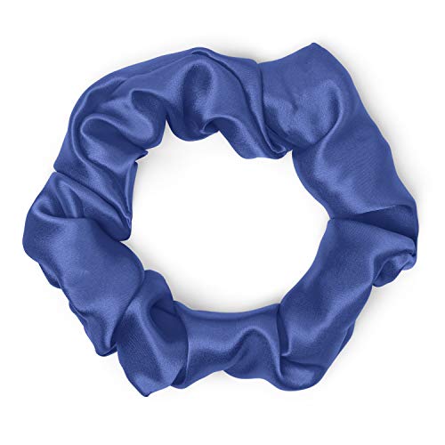 Satin Scrunchies 100% Silk Premium Quality Ponytail Holders Choose Size Many Colors Scrunchie King Made in the USA (standard, navy)