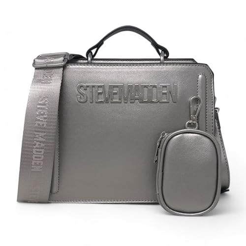 Steve Madden Women’s Metallic Bevelyn Bag (Pewter Metallic)