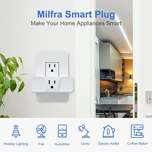 Image of Smart Plug 1 Pack Milfra 2.4GHz WiFi Smart Plug Smart Home Wi-Fi Outlet Compatible with Alexa Google Assistant
