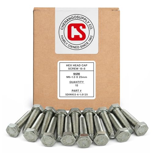 Chenango Supply M6-1.0 x 25mm Stainless Steel Hex Head Bolts