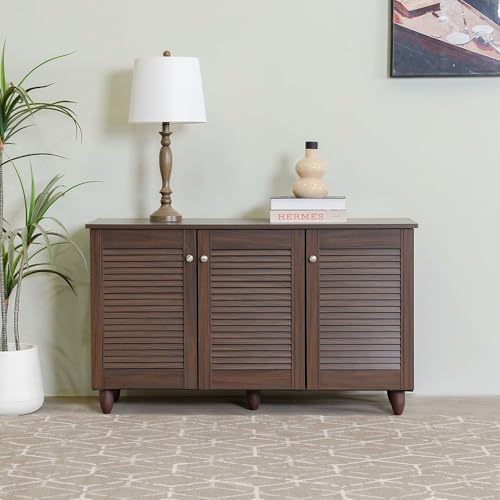 Danube Home Niva 12 Pair Shoe Cabinet | Modern Design Furniture | Wooden Shoe Organizer For Entryway Hallway Living Room | Made In Malaysia Shoe Storage Rack 114x33.6x67.5Cm Dark Brown