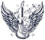 Electric Guitar with Angel Wings - Pack of 4 - StickerVinyl Waterproof Sticker Decal Car Laptop Wall Window Bumper Sticker