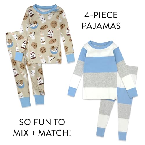 HonestBaby 4 Piece Pajamas Sleepwear Pjs 100% Organic Cotton for Infant Baby and Toddler Boys, Girls, Unisex3