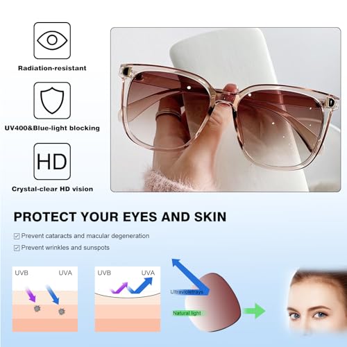 Trendy Oversized Women's Sunglasses – Vintage Square Frames with Gradient Lenses4