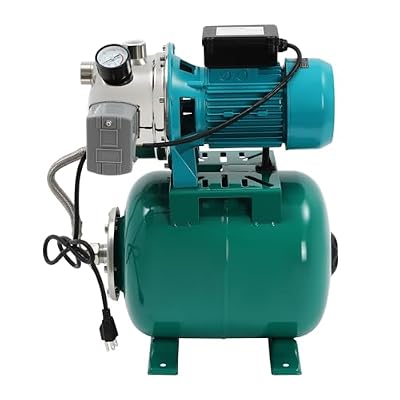 1HP Shallow Well Pump with Pressure Tank, 110V 792GPH Irrigation Jet Pump Automatic Water Pressure Booster Pump System for Home, Farm, Pool, Maximum Head 147.64FT (Green)