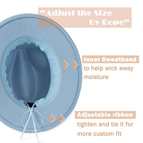 Image of Lisianthus Men & Women Vintage Wide Brim Fedora Hat | Classic Belt Buckle Decor, Adjustable Drawstring, Inner Breathable Sweatband, Timeless Style, Ideal for Travel & Daily
