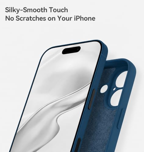 Image of DIZORO Square Microfiber Candy Case Compatible for iPhone 17 Shockproof Slim Back Cover Liquid Silicone Case - Blue