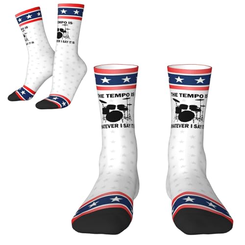 PAUPPY The-Tempo-Is-What-I-Say-Gifts Knee Socks for Women Long Tube Striped Socks Athletic Socks for Girls Youth2