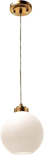 Miniatura 1 de Aspen Creative 61153-11, colgante ajustable para interiores, 1 luz, vidrio esmerilado y ópalo de globo, acabado de 2 tonos de latón cálido, 8-1/2